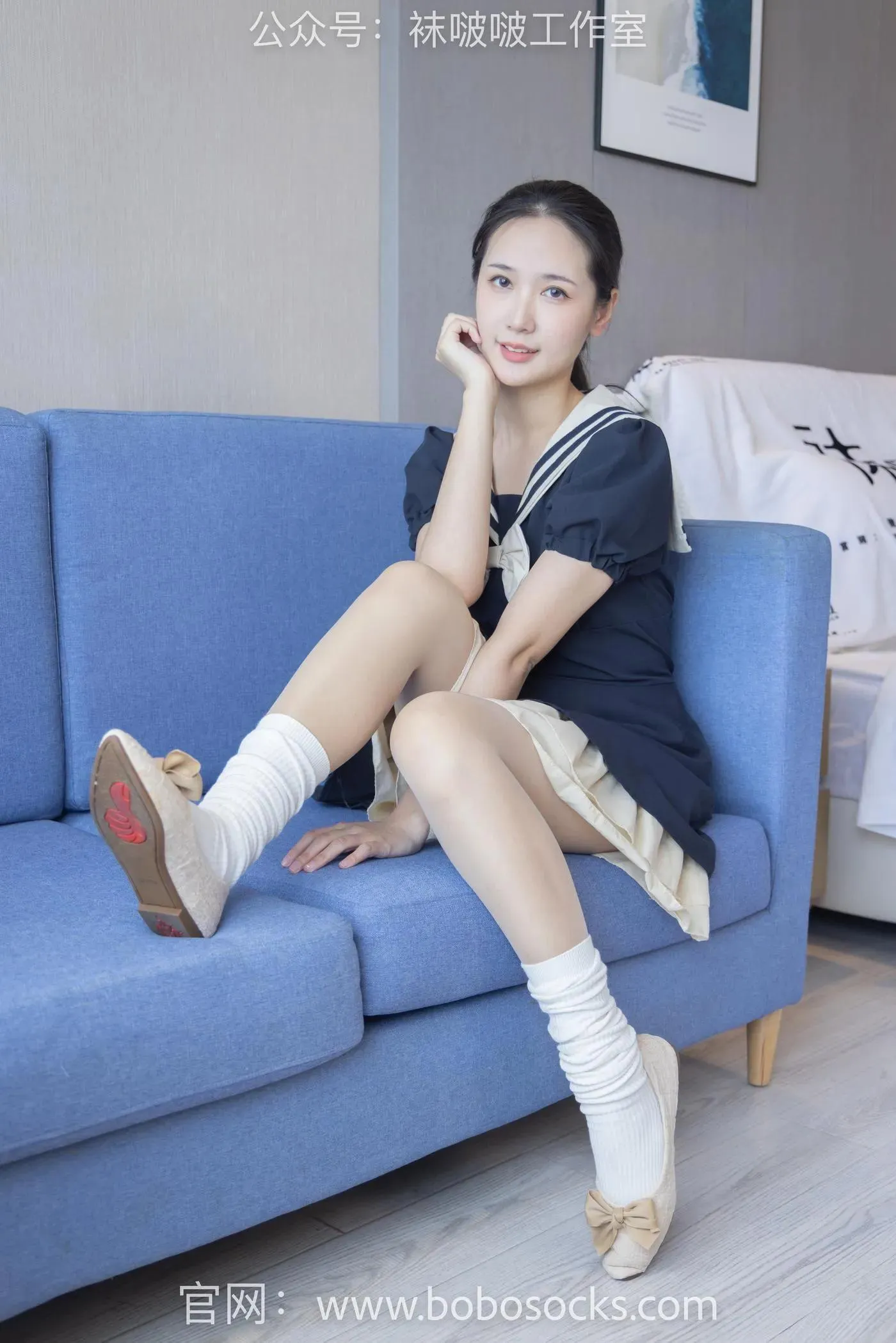 [BoBoSocks袜啵啵]NO.107 小安-平底鞋、白棉袜、肉丝 [140P]插图2
